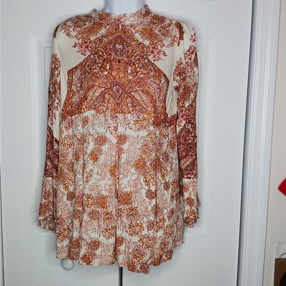Free People Lady Luck Boho Paisley Tunic Dress/ Top Sz XS/S - Picture 4 of 11